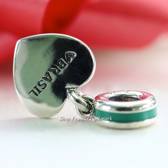 Pandora Brazil Heart Flag Charm 791911ENMX - Picture 2 of 3